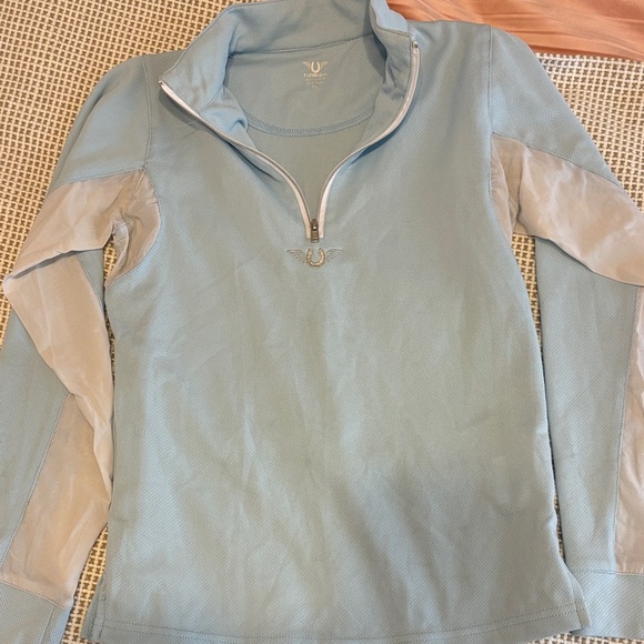 Light Blue True Religion Quarter-Zip Pullover - Picture 1 of 3